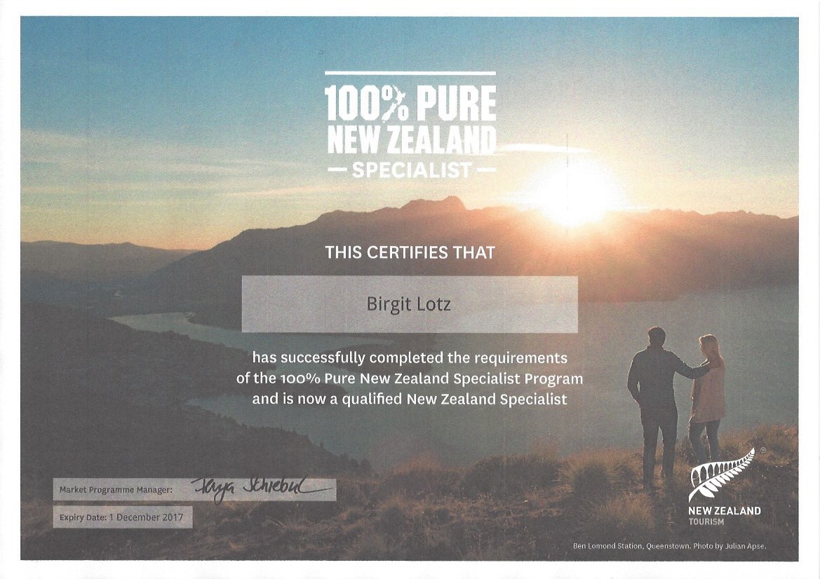 100% Pure New Zealand Specialist